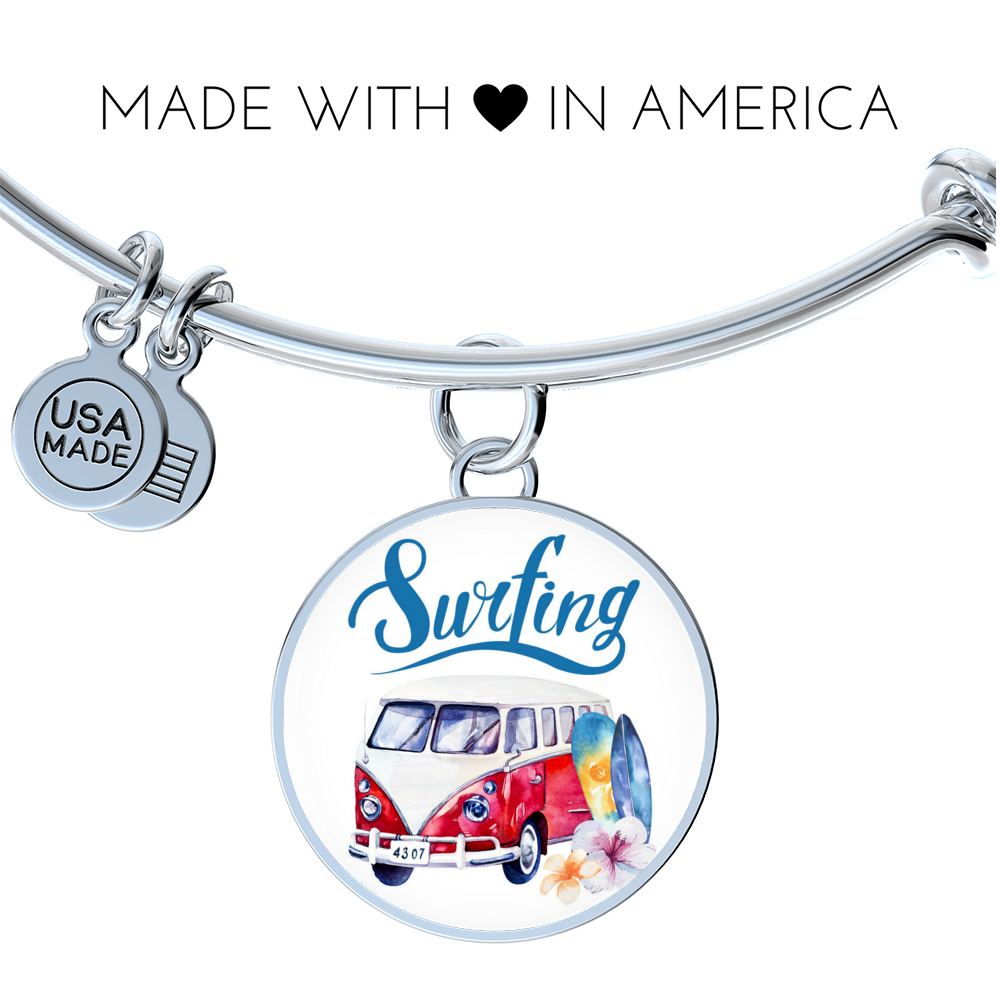 VW Bus Surfing Bangle Bracelet