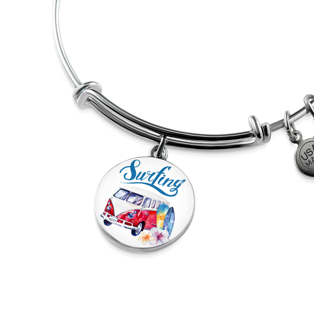 VW Bus Surfing Bangle Bracelet