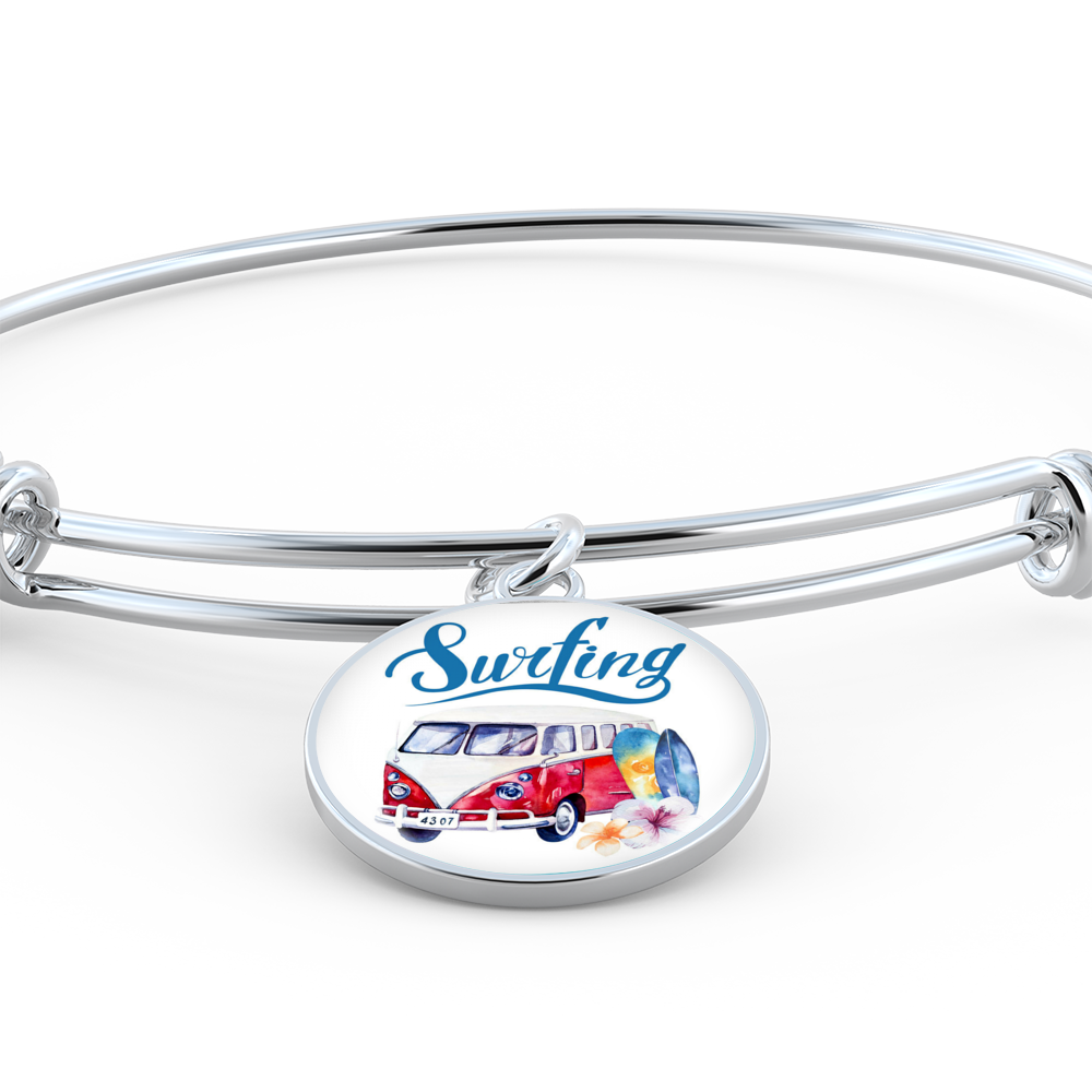 VW Bus Surfing Bangle Bracelet