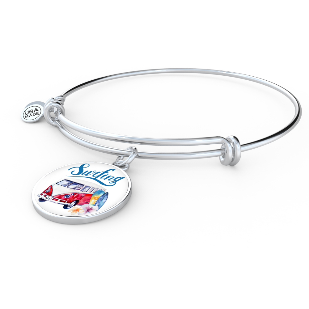 VW Bus Surfing Bangle Bracelet