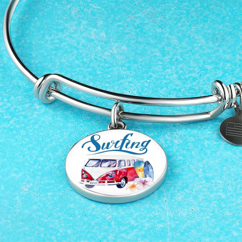 VW Bus Surfing Bangle Bracelet