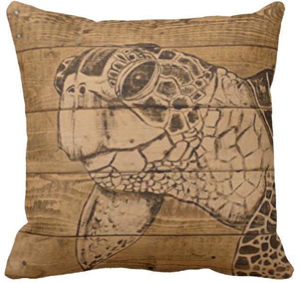 Weathered Wood Style Sea Turtle