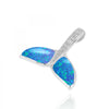 Whale Tail Blue Opal Pendant Necklace