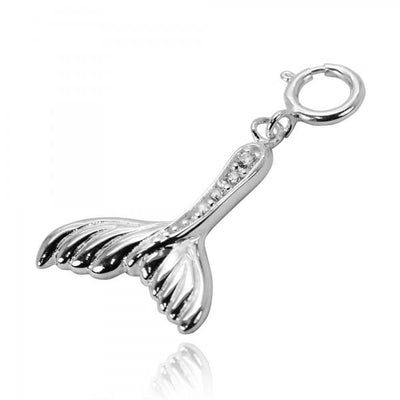 Whale Tail Charm with Cubic Zirconia