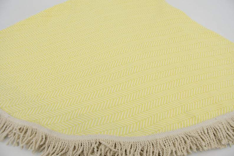 Yellow 100% Cotton Round Beach Towel