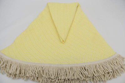 Yellow 100% Cotton Round Beach Towel